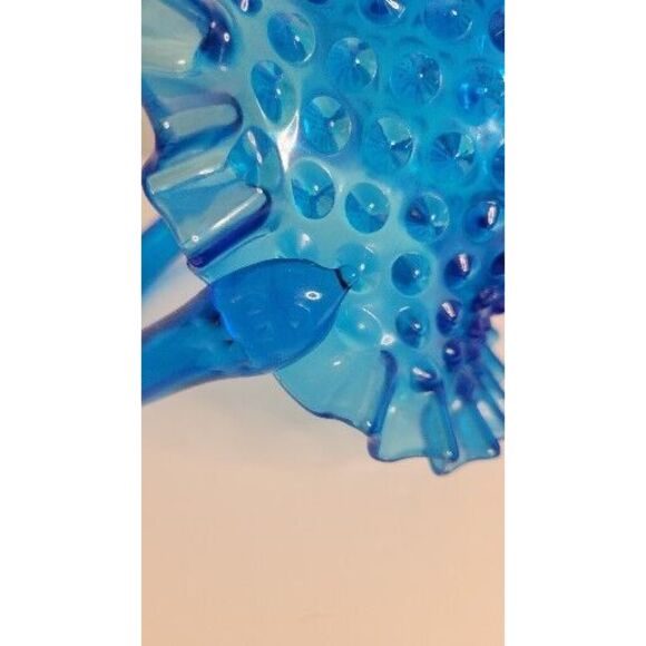 Vintage Fenton Colonial Blue Hobnail‎ Glass Basket Ruffled Edge ~ 7.25" - Picture 5 of 8